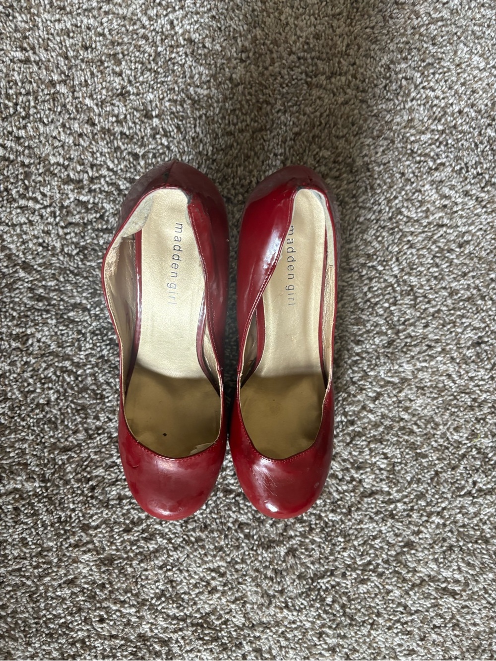 Madden Girl Red Patent Round-Toe Pumps